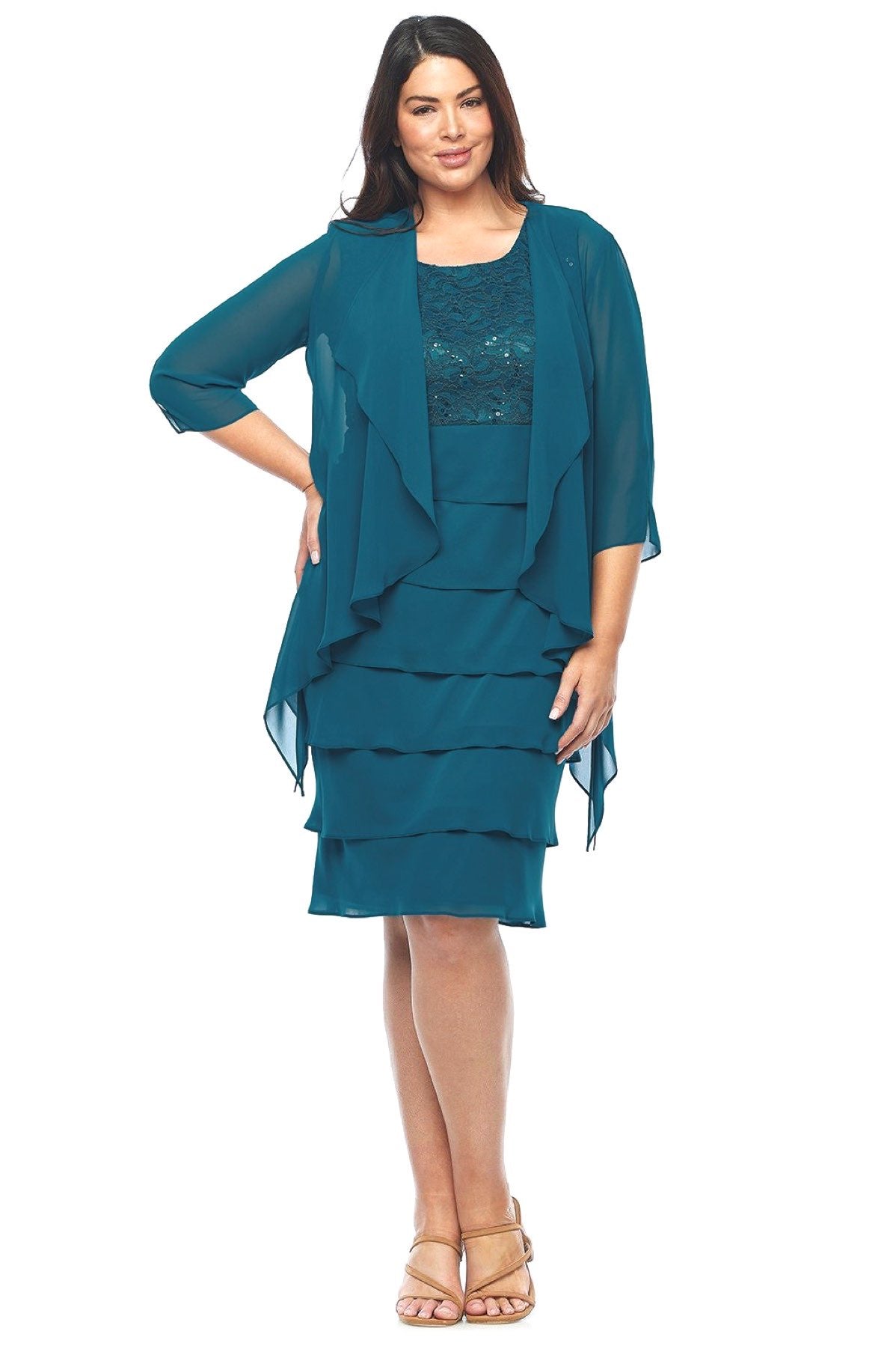 Layla Jones Layered Dress & Jacket in Emerald LJ0467