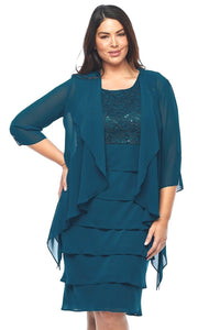 Layla Jones Layered Dress & Jacket in Emerald LJ0467