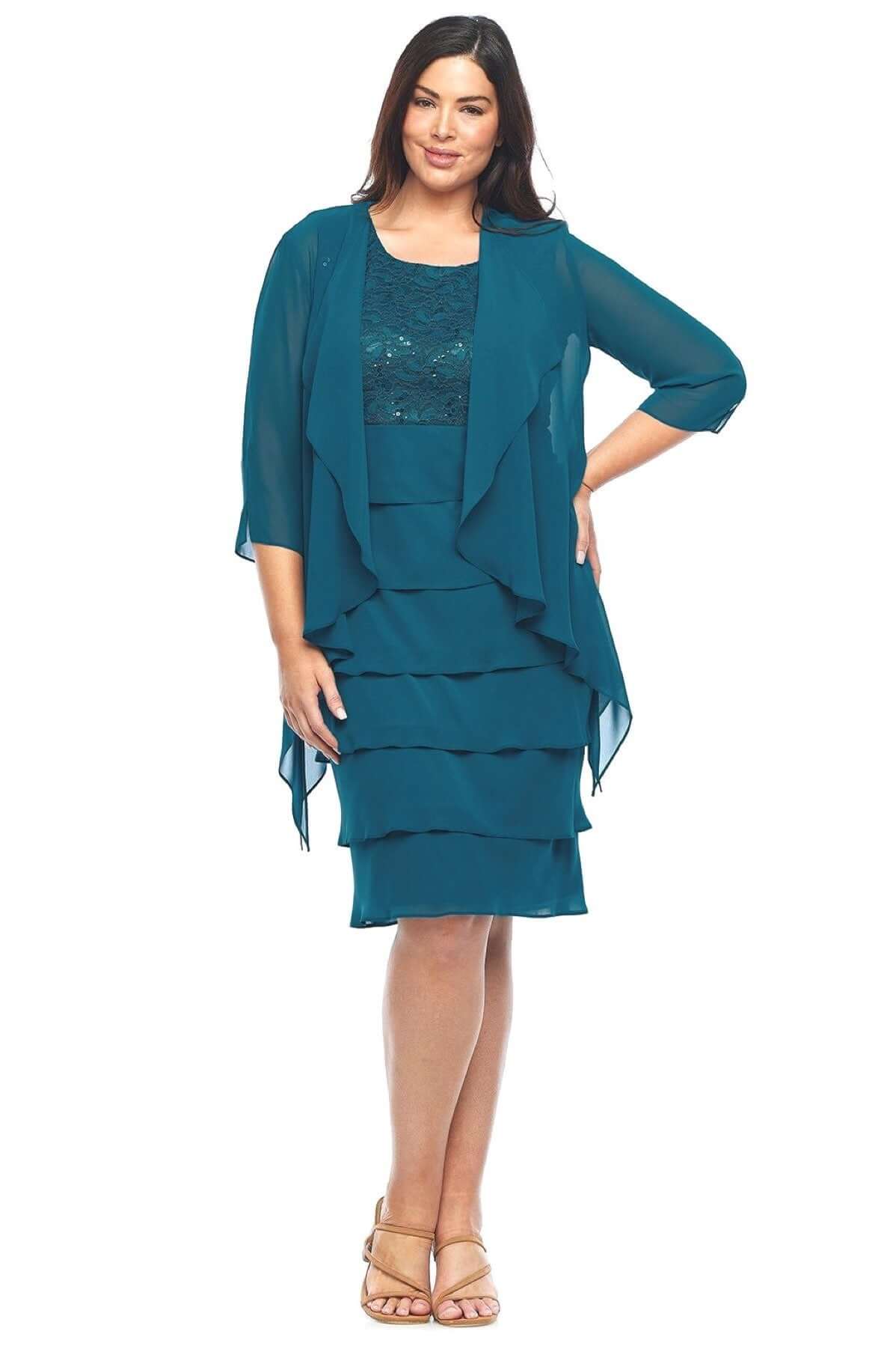 Layla Jones Layered Dress & Jacket in Emerald LJ0467