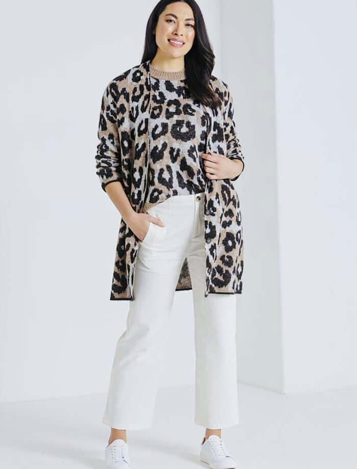 Marco Polo Longline Cardi in Brushed Animal