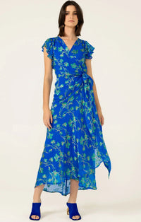 Sacha Drake APHINA Slim Wrap Dress in Cobalt Jade Floral