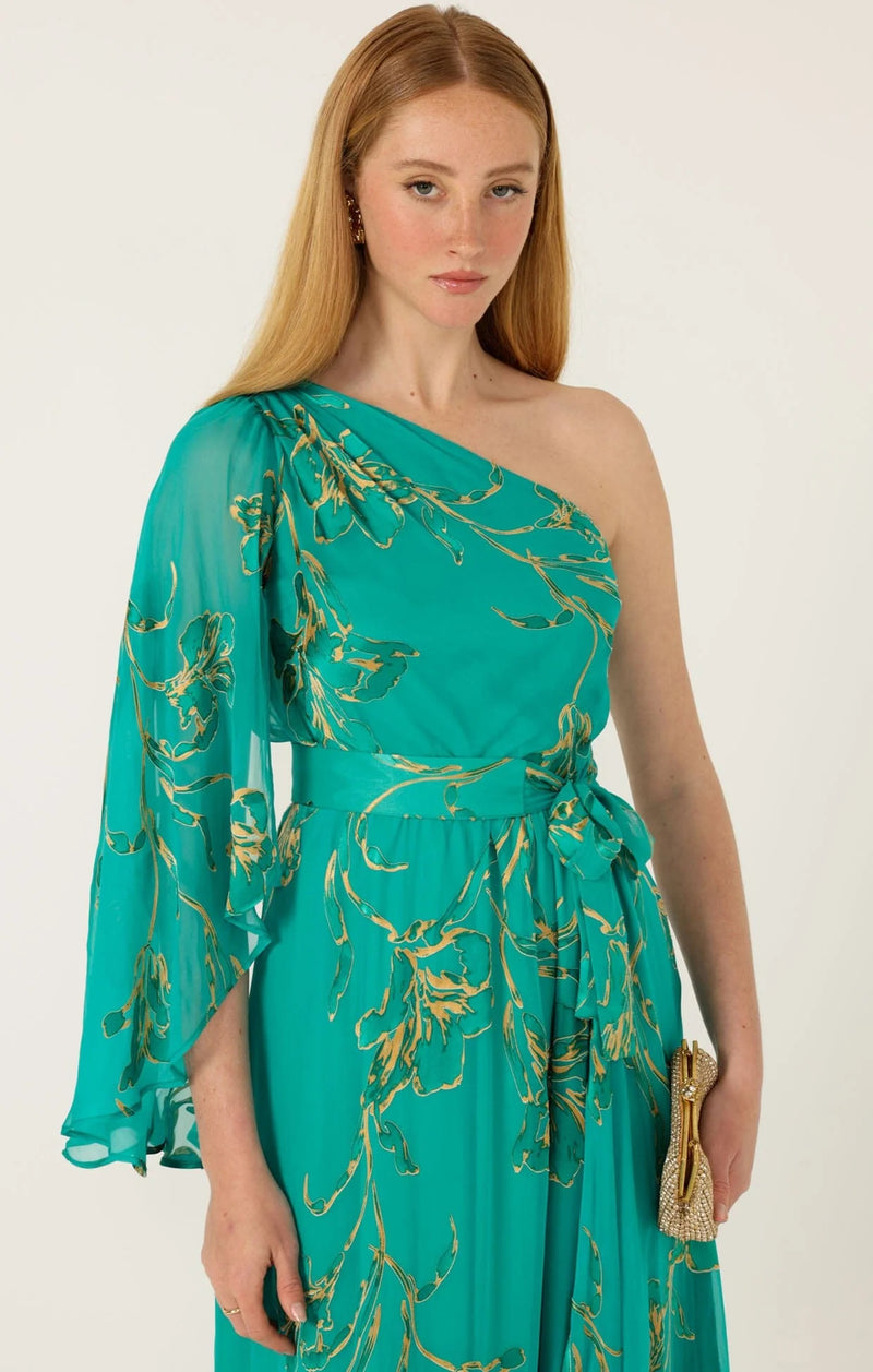 chinese dress ladies Sacha Drake Lorelei Maxi Dress in Jade Gold Floral