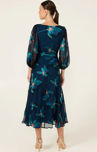 Sacha Drake PENDULUM Wrap Dress in Teal Coral Floral