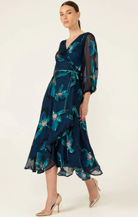 Sacha Drake PENDULUM Wrap Dress in Teal Coral Floral