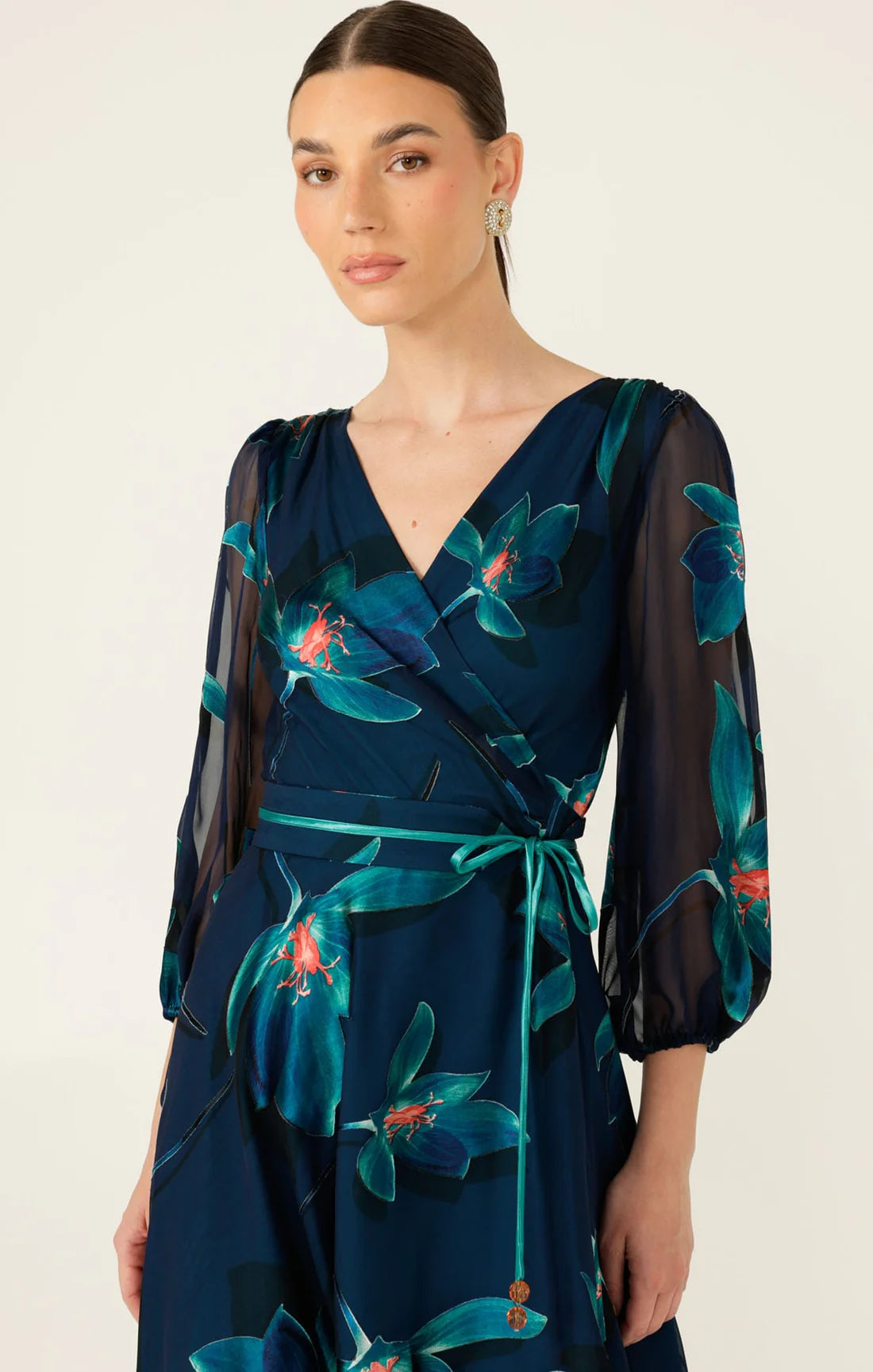 Sacha Drake PENDULUM Wrap Dress in Teal Coral Floral