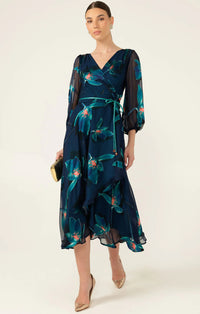 Sacha Drake PENDULUM Wrap Dress in Teal Coral Floral