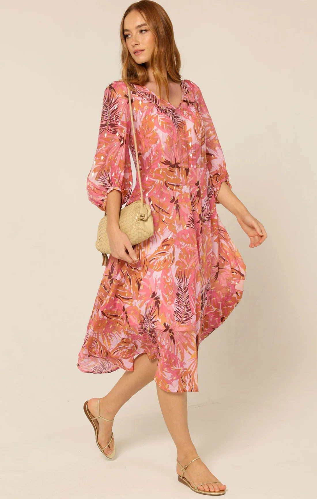 Sacha Drake SANGRIA SPLASH Dress in Pink Orange Topical