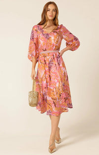 Sacha Drake SANGRIA SPLASH Dress in Pink Orange Topical