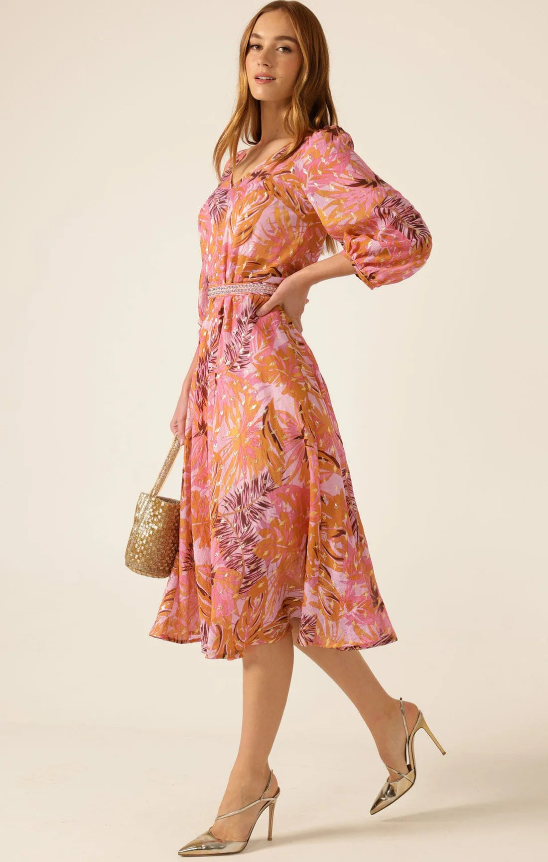 Sacha Drake SANGRIA SPLASH Dress in Pink Orange Topical