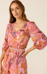 Sacha Drake SANGRIA SPLASH Dress in Pink Orange Topical