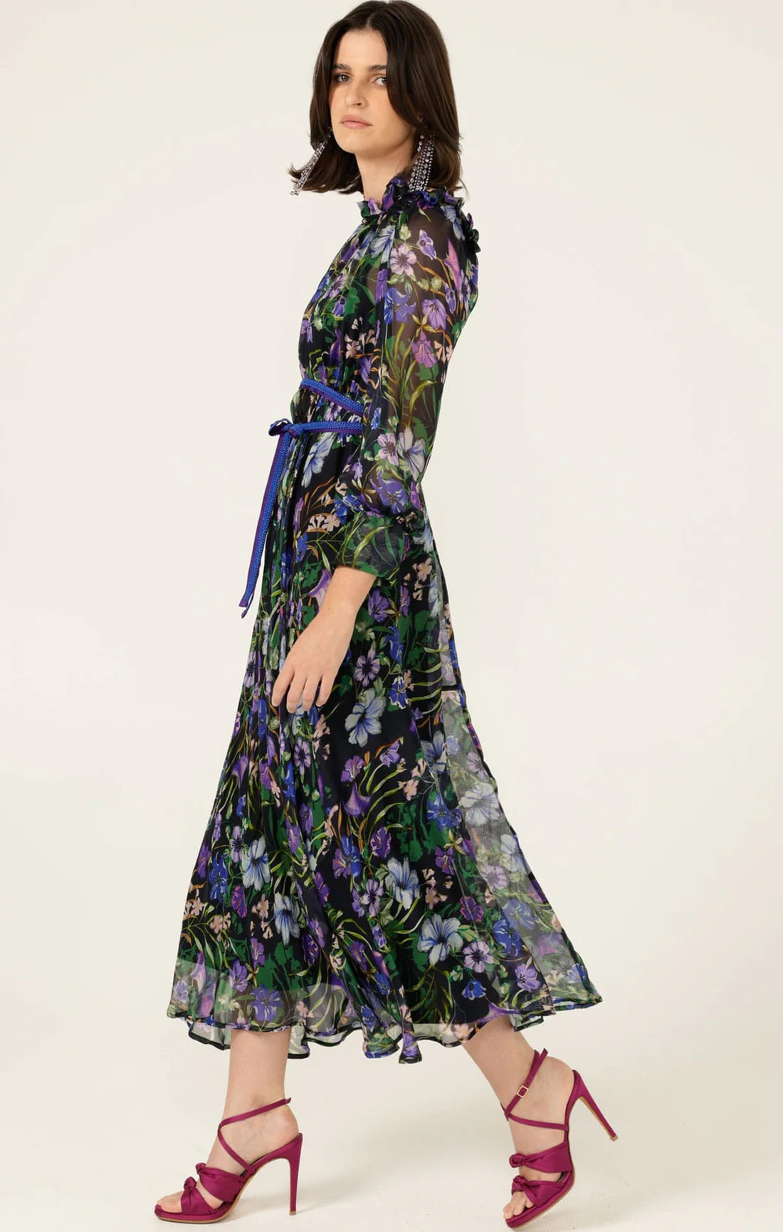 Sacha Drake VIOLETTA Midi Dress in Violet Floral