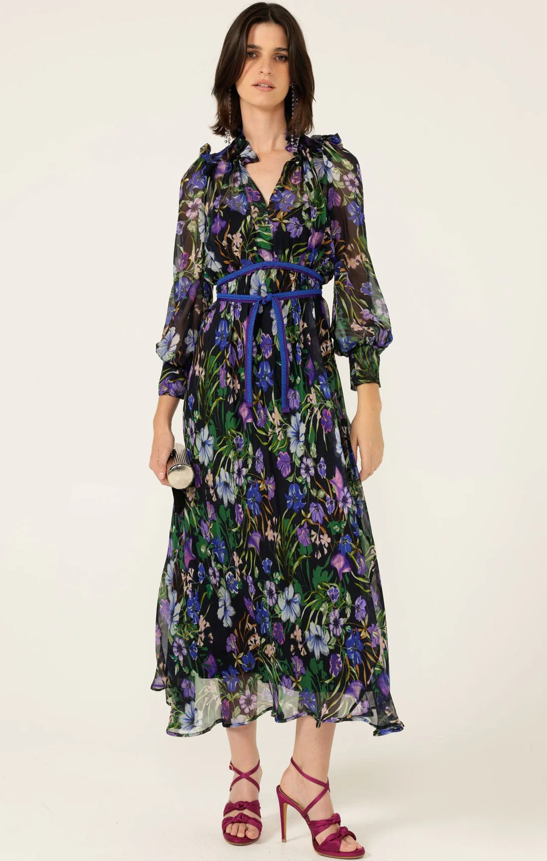 Sacha Drake VIOLETTA Midi Dress in Violet Floral
