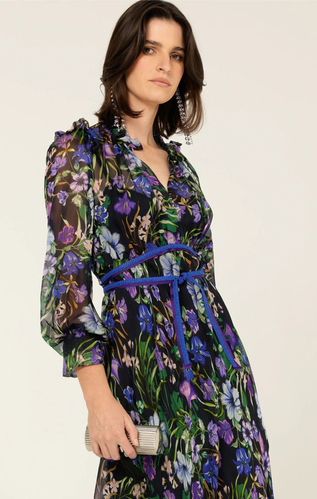 Sacha Drake VIOLETTA Midi Dress in Violet Floral