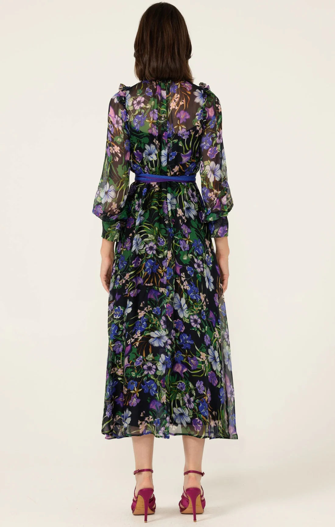 Sacha Drake VIOLETTA Midi Dress in Violet Floral