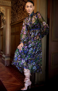 Sacha Drake VIOLETTA Midi Dress in Violet Floral