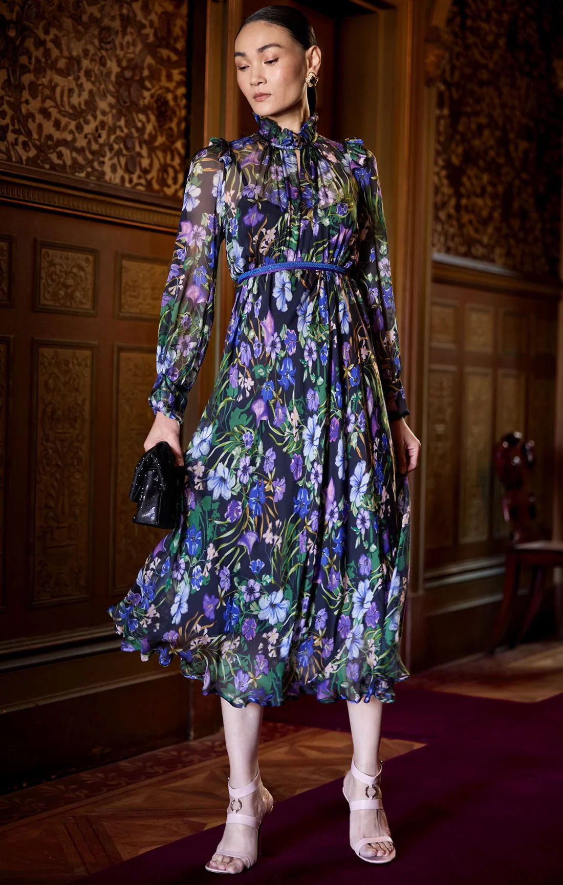 Sacha Drake VIOLETTA Midi Dress in Violet Floral