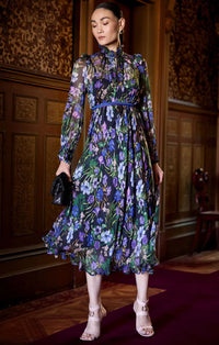 Sacha Drake VIOLETTA Midi Dress in Violet Floral