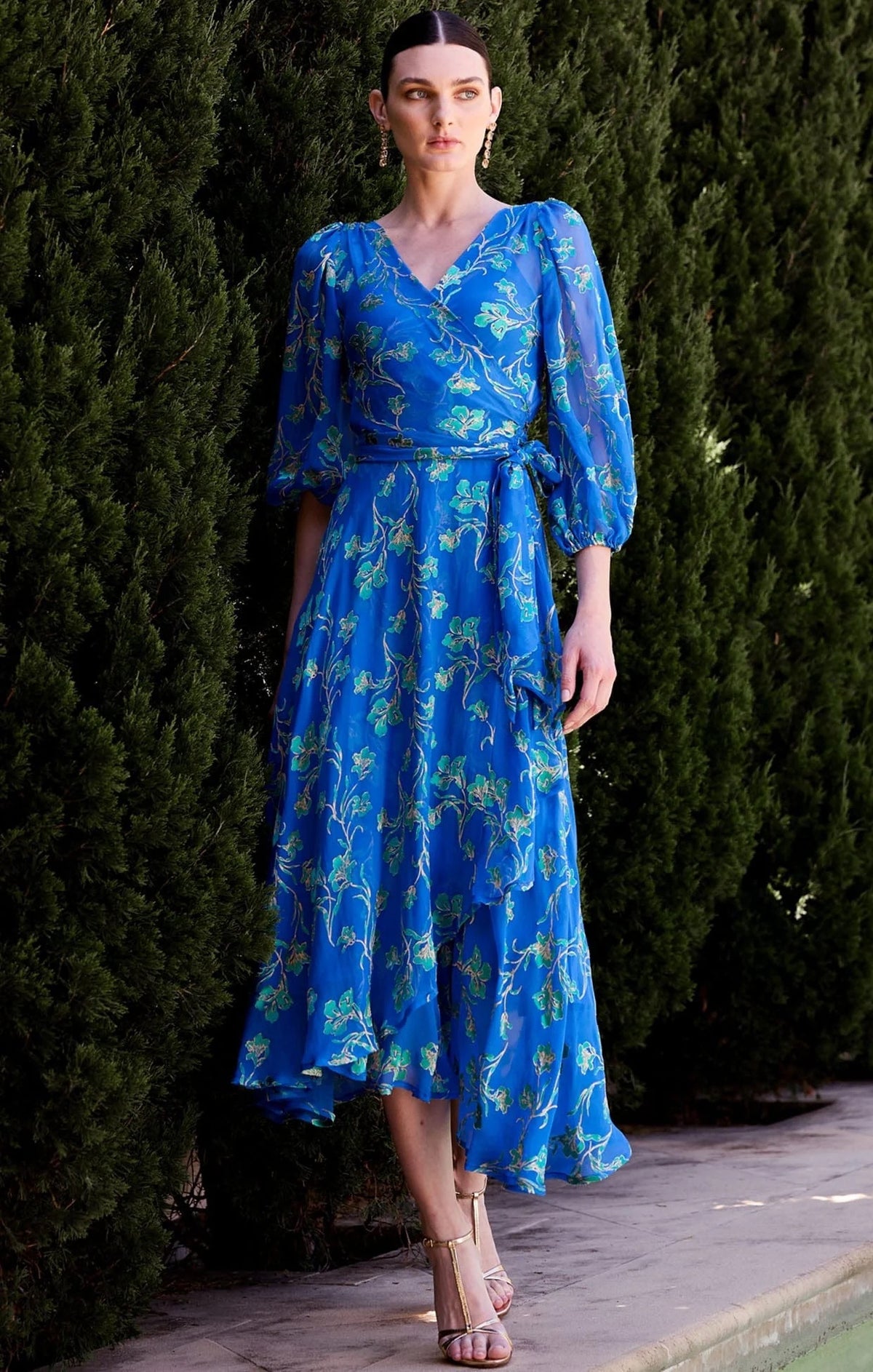 Sacha Drake WATER LILY Wrap Dress in Cobalt Jade Floral