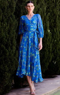 Sacha Drake WATER LILY Wrap Dress in Cobalt Jade Floral