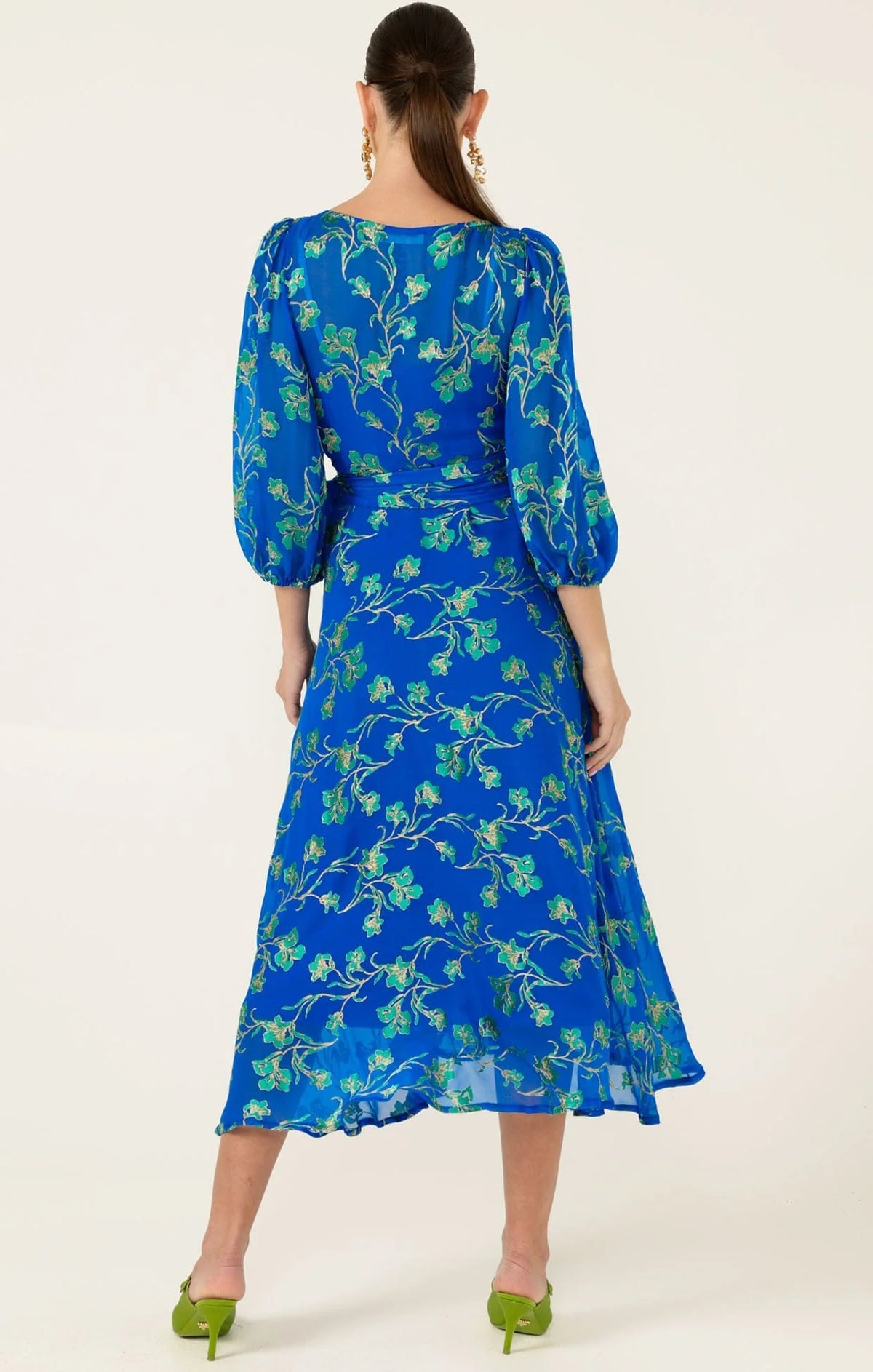 Sacha Drake WATER LILY Wrap Dress in Cobalt Jade Floral