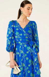 Sacha Drake WATER LILY Wrap Dress in Cobalt Jade Floral