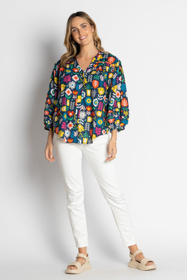 Lula Life KALINA Shirt in Navy