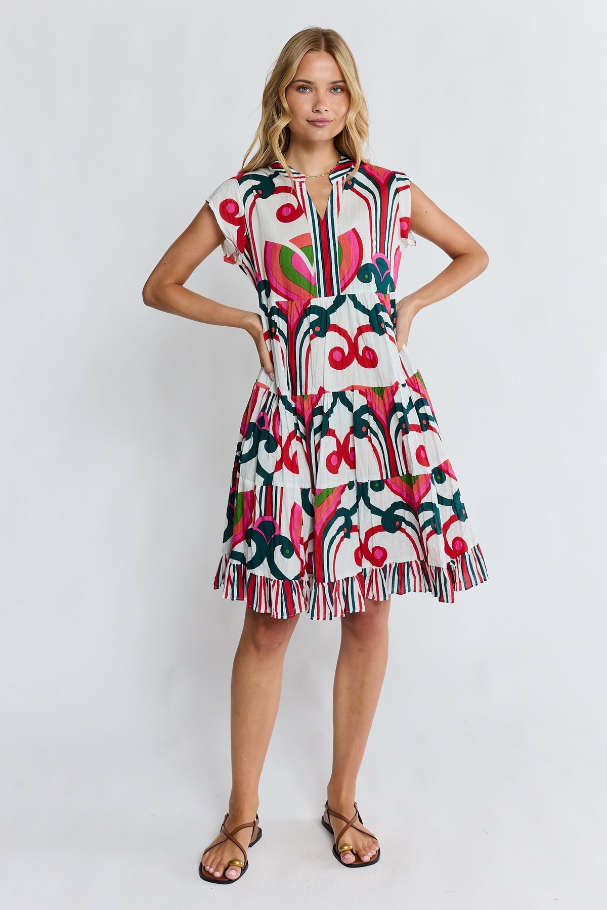 Lula Life SADIE Tier Dress in Melon