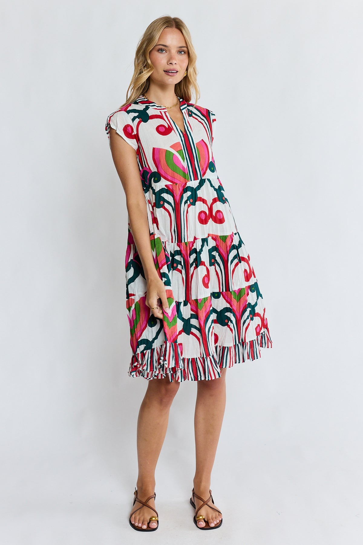 Lula Life SADIE Tier Dress in Melon