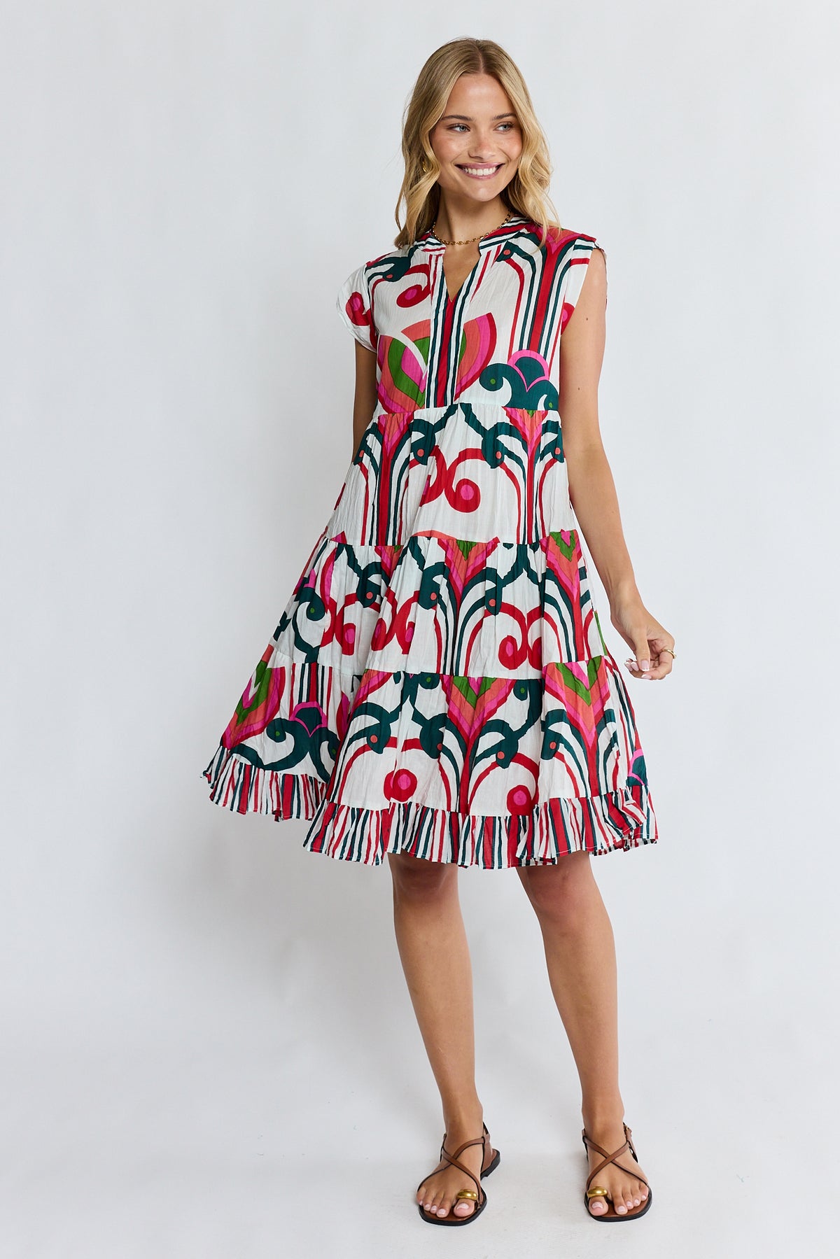 Lula Life SADIE Tier Dress in Melon