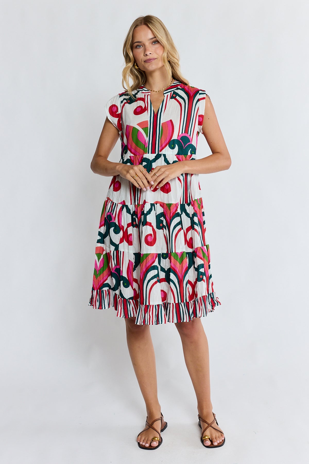 Lula Life SADIE Tier Dress in Melon