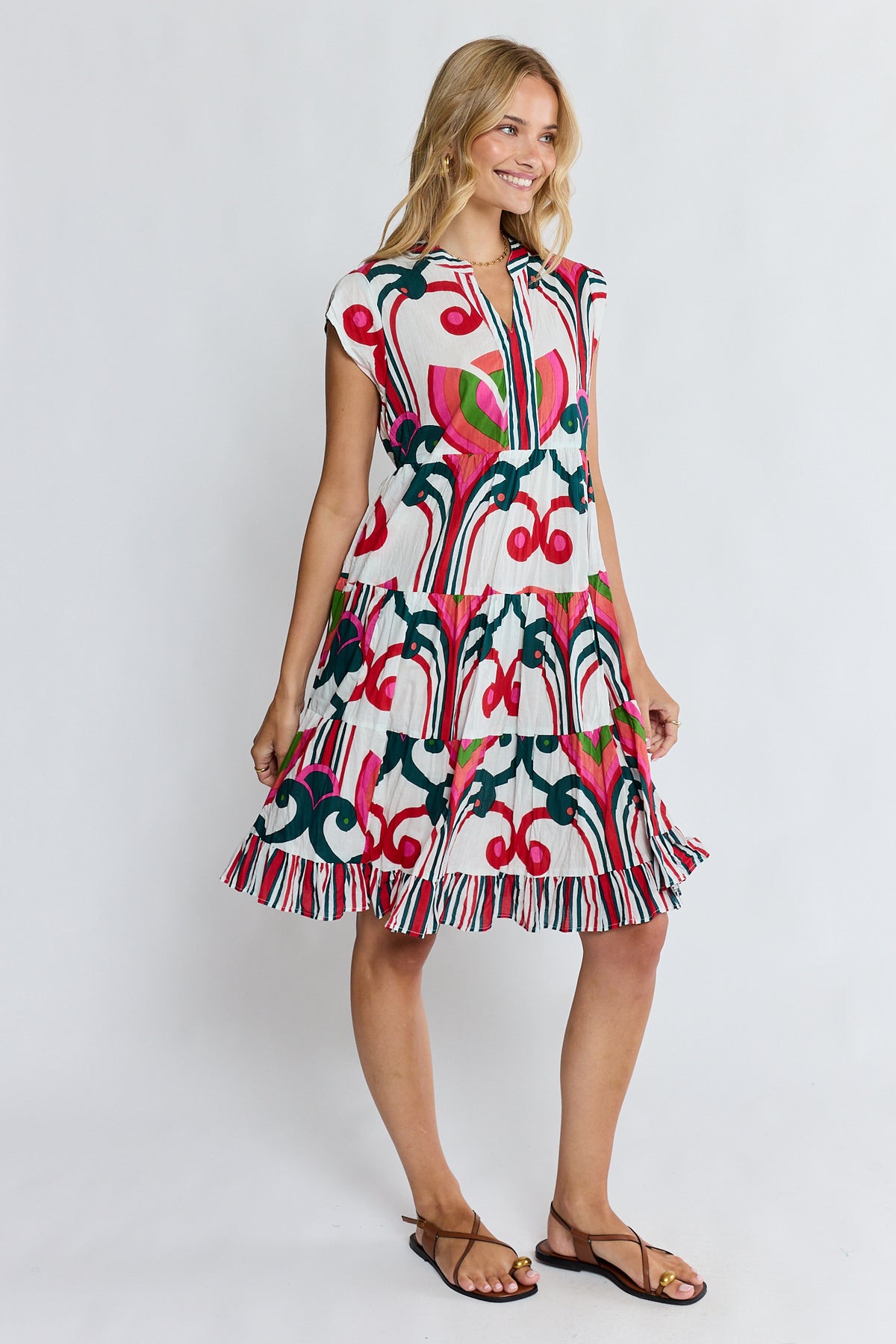 Lula Life SADIE Tier Dress in Melon