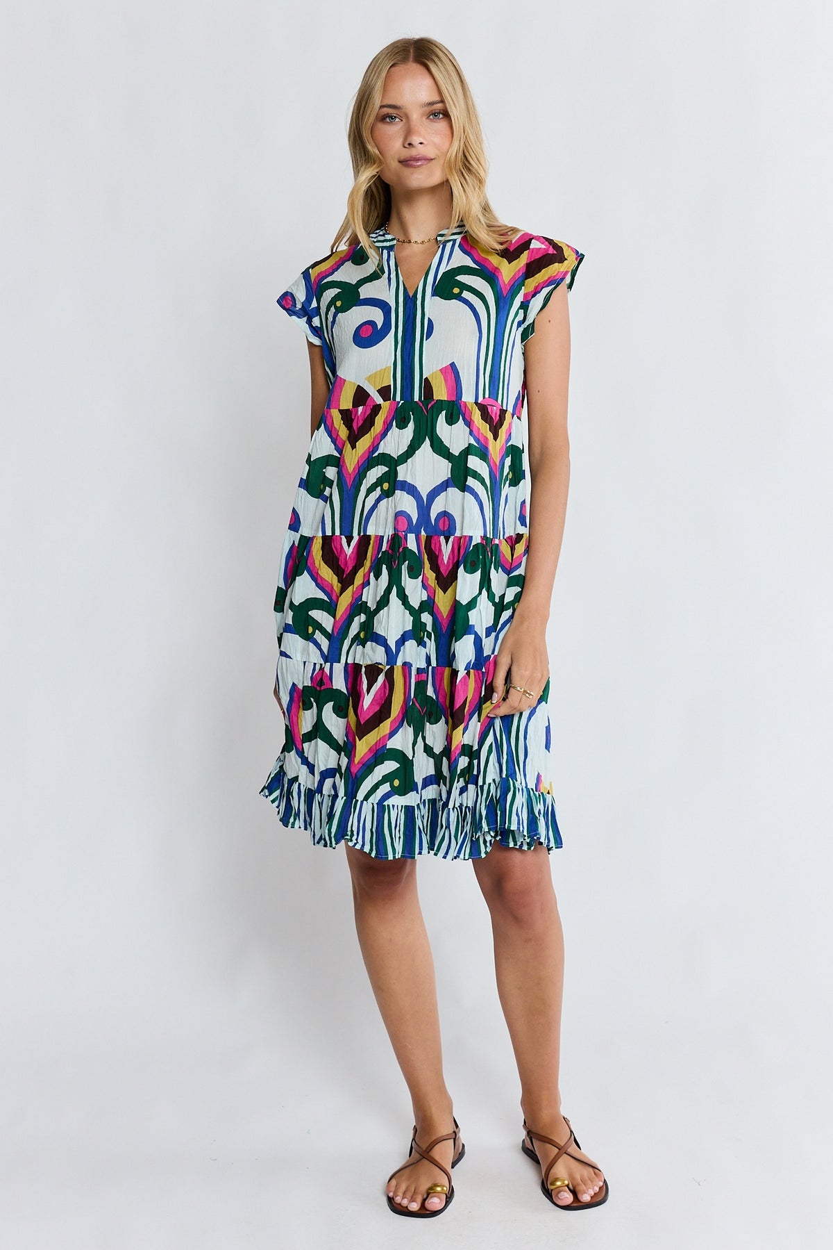 Lula Life SADIE Tier Dress in Ocean