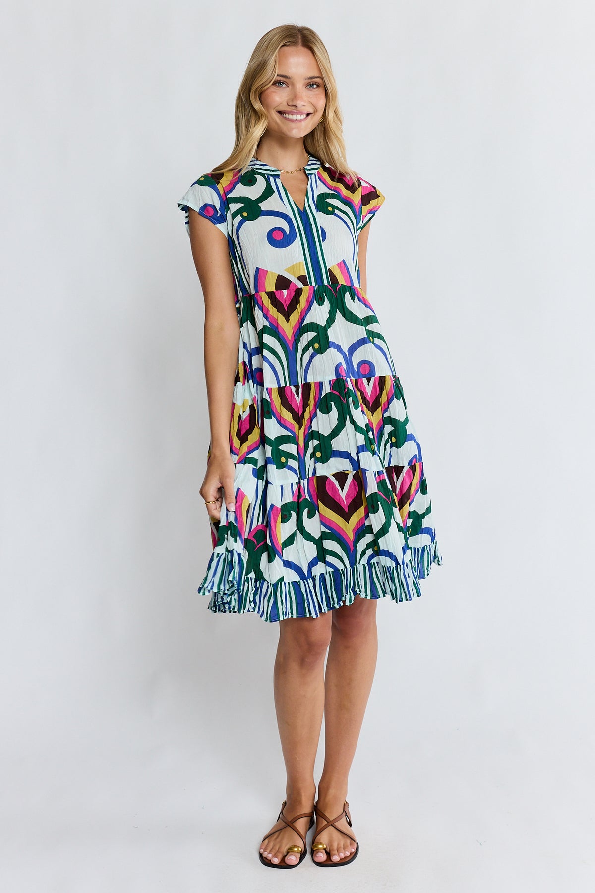 Lula Life SADIE Tier Dress in Ocean