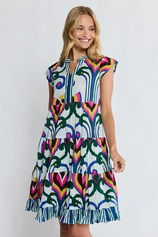 Lula Life SADIE Tier Dress in Ocean