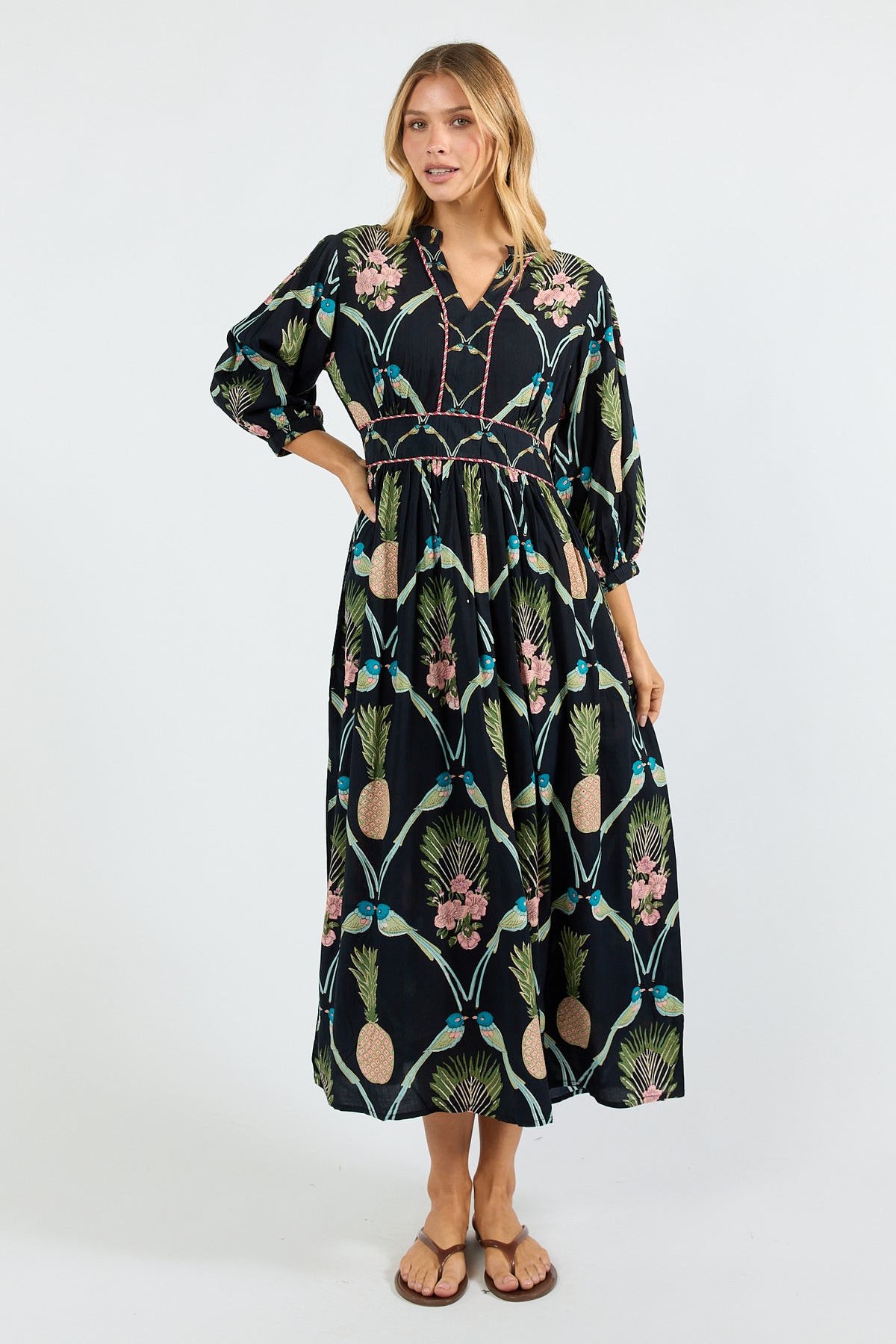 Lula Soul BEAUMONT Midi Dress in Navy