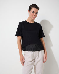 Marco Polo Mesh Panelled Tee in Black