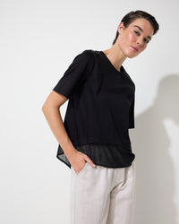 Marco Polo Mesh Panelled Tee in Black