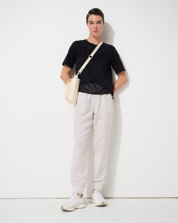Marco Polo Mesh Panelled Tee in Black