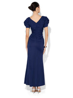 Montique Monet Rosette Gown in Navy