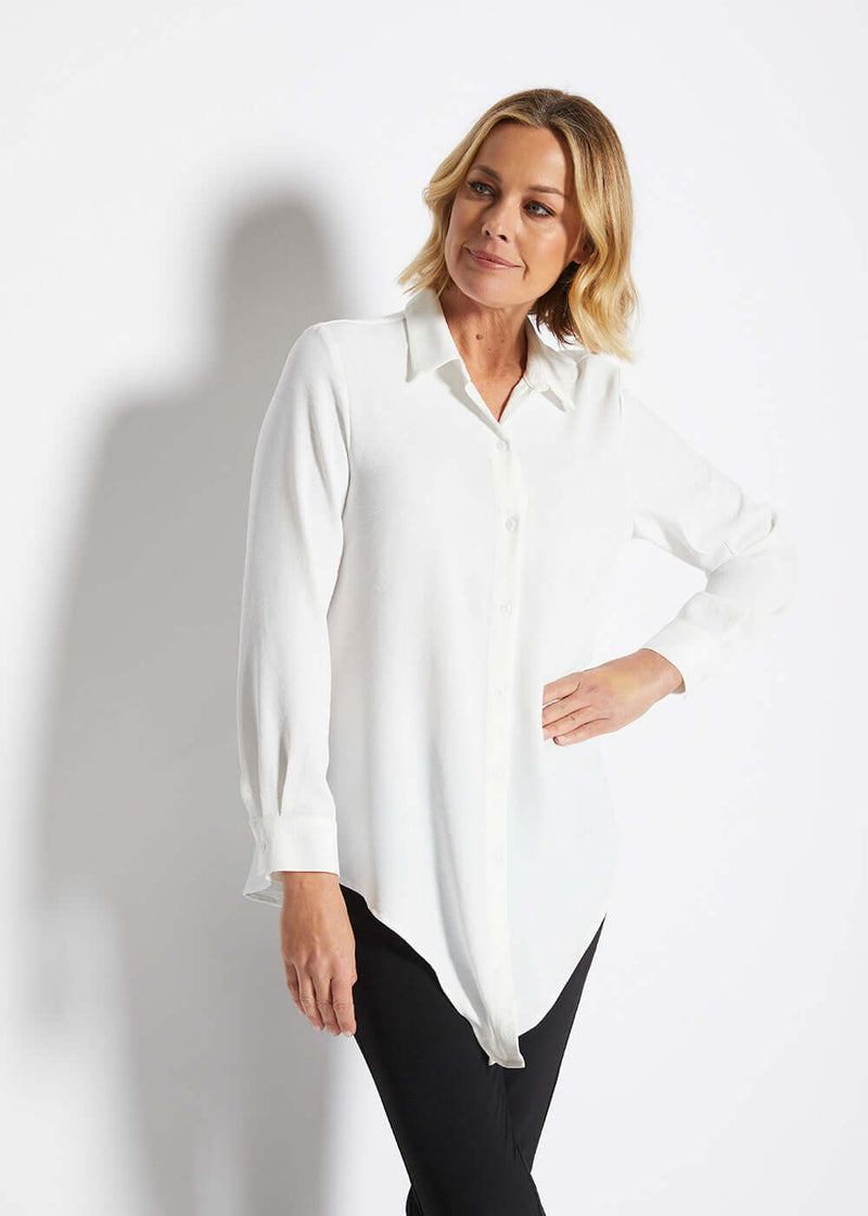 Philosophy LIZZIE Drop Hem Shirt in White