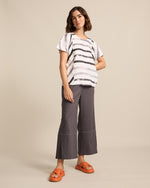 Marco Polo Brushed Stripe Top in White Grey Combo