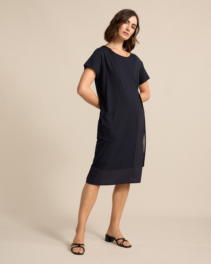 Marco Polo Spliced Dress in Navy