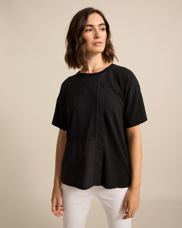 Marco Polo Spliced Tee in Black