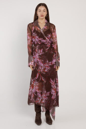 Fate + Becker Isla Wrap Dress in Dark Flower Print