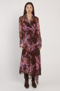 Fate + Becker Isla Wrap Dress in Dark Flower Print