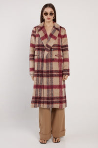 Fate + Becker Harlow Check Longline Coat in Pink