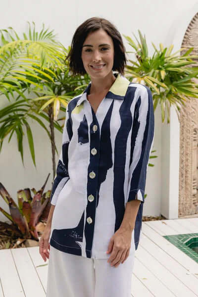 See Saw Elegant Shirt in Navy Lime