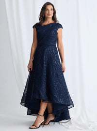 Trellis Lane CORA Asymmetrical Gown in Navy