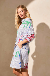Tribal Tie Waist Dress in Sailboat