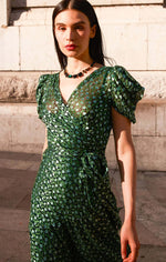 Sacha Drake Twilight Shimmer Maxi in Emerald Poppy